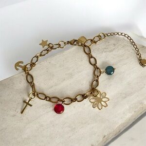 Handmade stainless steel "Life of Jesus" bracelet with 7 charms.